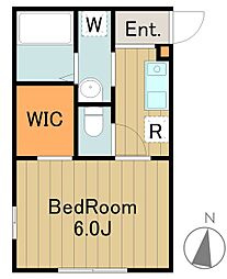 京王相模原線 南大沢駅 徒歩23分の賃貸アパート 2階1Kの間取り