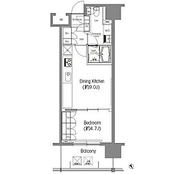 BPRレジデンス三田伊皿子坂 1DKの間取図画像