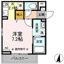 京王相模原線 京王堀之内駅 徒歩9分の賃貸アパート 1階1Kの間取り