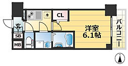 エスリード神戸ラ・コスタ 1Kの間取図画像