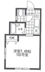 ルーブル参番館 ワンルームの間取図画像