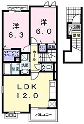 ティーズガーデンA 1LDKの間取図画像