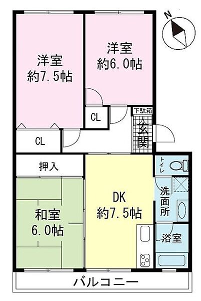 ヴィレッジ　セリザワ 202｜静岡県御殿場市茱萸沢(賃貸マンション3DK・2階・63.70㎡)の写真 その2