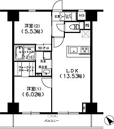 Ｓ−ＦＯＲＴ船橋塚田 9階2LDKの間取り