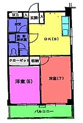 ＴＫビル 3階2DKの間取り