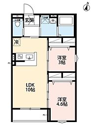 robot home 新田(ロボットホーム シンデン) 2LDKの間取図画像