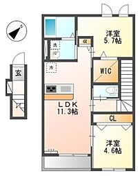 ベラーノ 2階2LDKの間取り