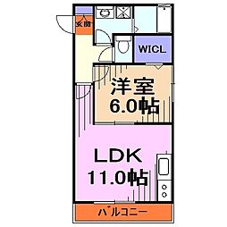 フルールさくら 1LDKの間取図画像
