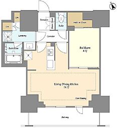 オアーゼ日暮里レジデンス 6階1LDKの間取り