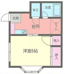 ハイポートA棟 1Kの間取図画像