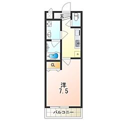 フジパレスタカシロ1番館 1Kの間取図画像