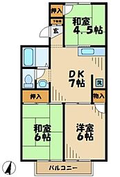 コーポアリセイ 2階3DKの間取り