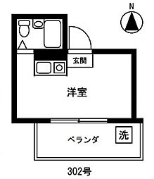 東京ボン・プラーツ ワンルームの間取図画像