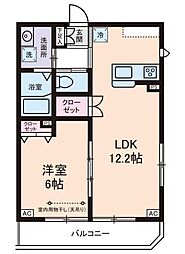 グランドール西尾久 1階1LDKの間取り