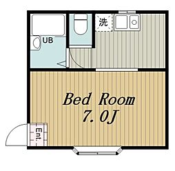 コーポいわかべ 2階1Kの間取り