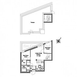 コンフォリア・リヴ渋谷本町 5階2LDKの間取り