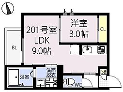 レガリスト宮原 1LDKの間取図画像
