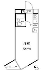 エスポワール中目黒 3階ワンルームの間取り