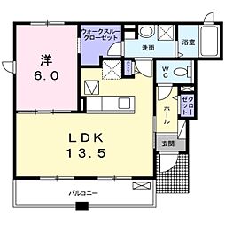 JR水戸線 下館駅 徒歩17分の賃貸アパート 1階1LDKの間取り