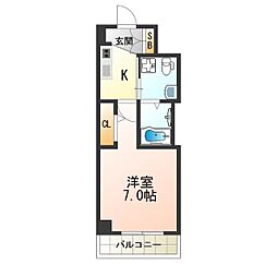 ラシーヌ天王寺町南 6階1Kの間取り