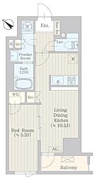 カームテラス神泉 8階1LDKの間取り