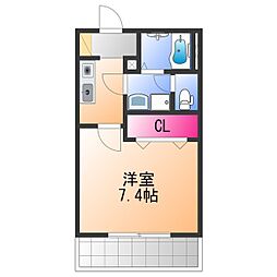 ロカンダ泉佐野 1Kの間取図画像