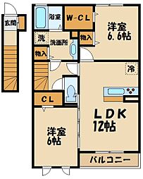 フォンテーヌ聖蹟2 2LDKの間取図画像