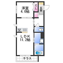シャーメゾン山吹 1LDKの間取図画像