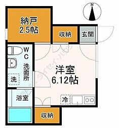 コンシェルジュ中馬込 ワンルームの間取図画像