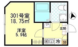 エアフォルク新小岩 1Kの間取図画像