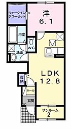 グランシンフォニー 1LDKの間取図画像