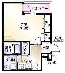 フジパレス箱殿町 1Kの間取図画像