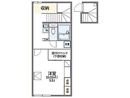 レオパレスベルタ千川 2階1Kの間取り