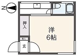 大野荘 1Kの間取図画像