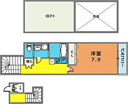 阪急神戸本線 春日野道駅 徒歩10分の賃貸アパート 2階1Kの間取り
