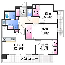 エステムコート和歌山Cityステーションフロント 14階3LDKの間取り