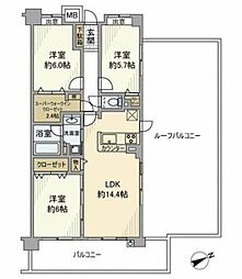 デュオガーデン柏見晴らしの丘 3LDKの間取図画像
