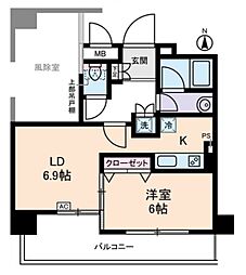 サンクレイドルレヴィール池袋 3階1LDKの間取り