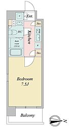 東京メトロ東西線 木場駅 徒歩11分の賃貸マンション 3階1Kの間取り