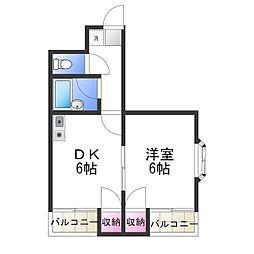 パレロイヤル堺 1DKの間取図画像