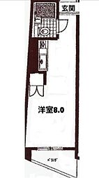 エコーハイツ 4階ワンルームの間取り