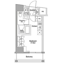 ザ・パークハビオＳＯＨＯ代々木公園 6階ワンルームの間取り