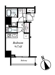 東急池上線 戸越銀座駅 徒歩4分の賃貸マンション 7階ワンルームの間取り
