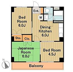 京王相模原線 多摩境駅 徒歩22分の賃貸マンション 1階3DKの間取り