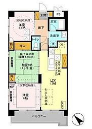 ルネスグリシーヌ 1階3LDKの間取り