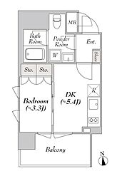 ミリアレジデンス両国 4階1DKの間取り