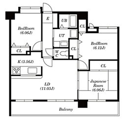 ラフィネ立川 12階3LDKの間取り