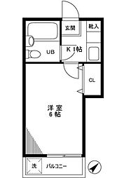 ヴィラ三ノ輪Ａ 2階1Kの間取り