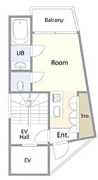 ＮＮ3314 5階ワンルームの間取り