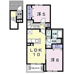 ルミナーレ西浜 2LDKの間取図画像